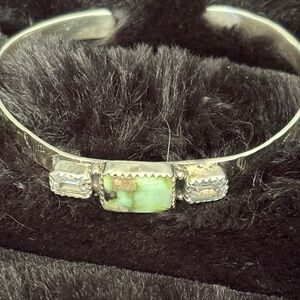 Chic Stamped Sterling Silver Palomino and Crystal Bracelet